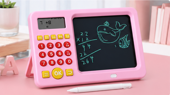 2-in-1 Kids LCD Writing & Calculator Pad